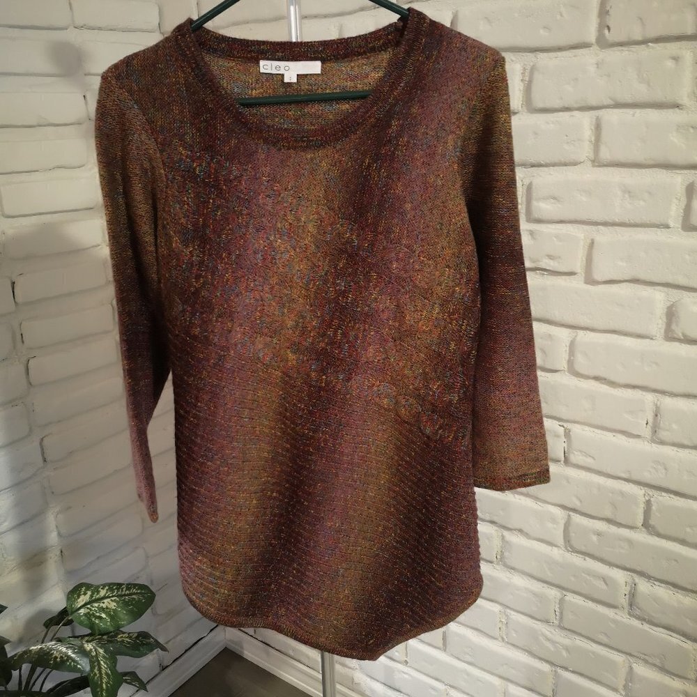 Cleo Ladies Size Small Multi Colored 3/4 Length Sleeve Sweater